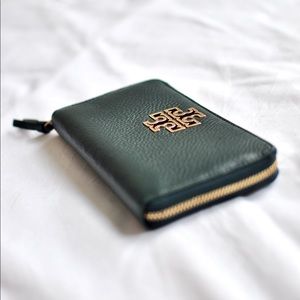 Tory Burch Deep Green Britten Zip Continental